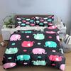 Colorful Elephant Pattern Decor Set Soft Comfortable Duvet Cover Bedding Set Included 1*Duvet Cover & 2*Pillowcases, Gift