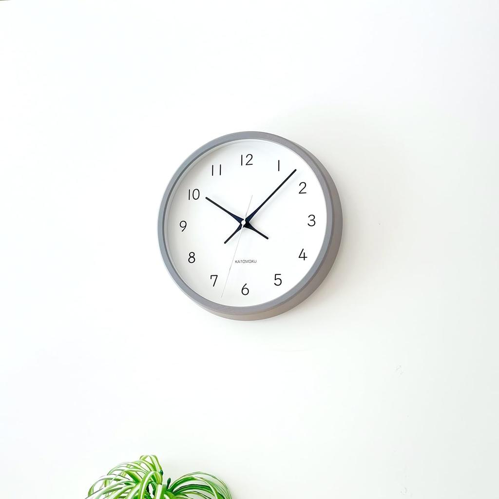 KATOMOKU Muku Clock 13 Gray Wall Continuous Second Diameter km-104GRRC Clock, Hand, 30.0cm (Radio-controlled)