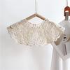 Elegant Cape Lace Fake Collar Cloak Wraps Knitted Shawl Korean Style Hollow Out Crochet Flower Scarves Clothes Decoration