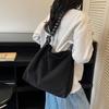 Vintage Large Capacity Corduroy Bag Women's Solid Color Underarm Shoulder Bag