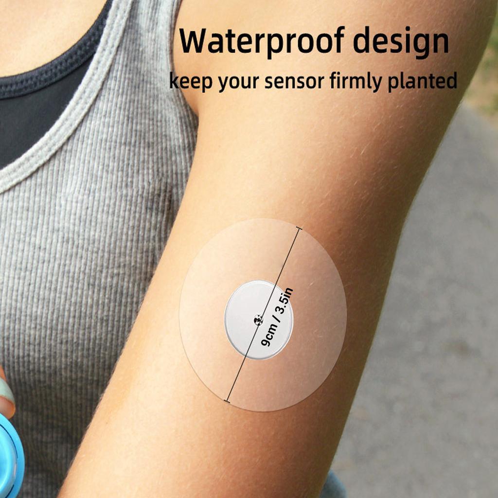 20 Stück Sensorabdeckung Klebend Wasserabweisend Transparent Blauer Streifen 9cm Durchmesser Runde Form Sensoraufkleber