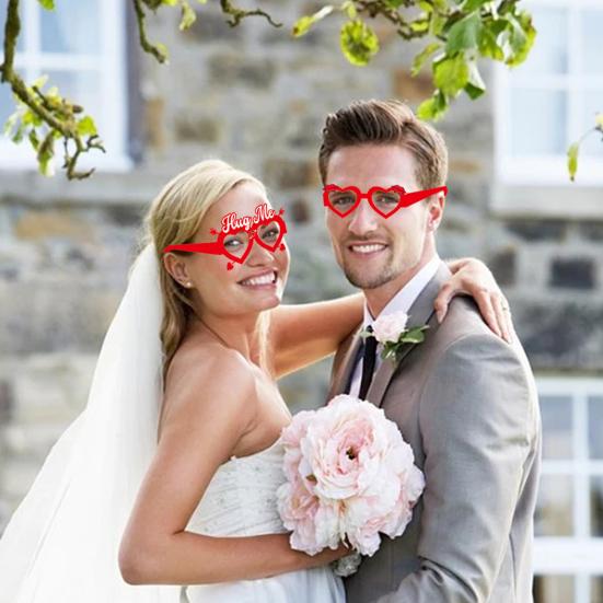 6 Pcs Cute Valentine's Day Glasses Red Pink Love Heart Paper Glasses Dress Up Photo Booth Props for Birthday Valentine's Day Party Supplies