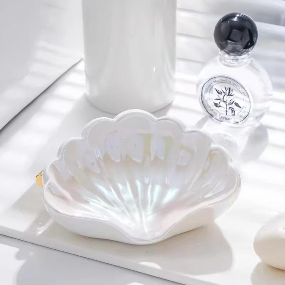 Creative Shell Shaped Soap Dish Box Portable Waterproof Soap Holder Ceramic Drain Rack Home Bathroom Accessories