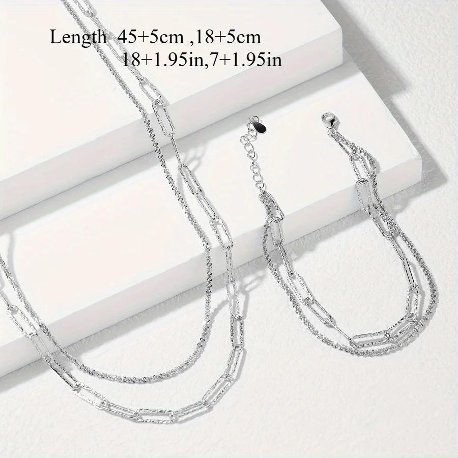 Special offer 2pcs classic Copper Necklace Bracelet Jewelry set for women original Paperclip Chain Couple Gifts