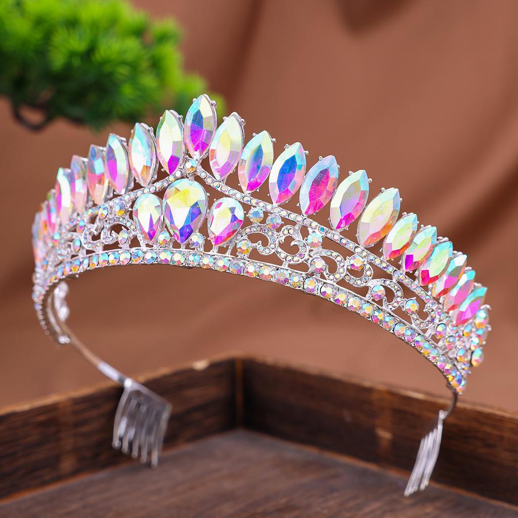 The Bride's Luxurious Full Diamond Crown Headwear Wedding Dress Headband Accessory Princess Shaped Crown Alloy Hair Accessory
