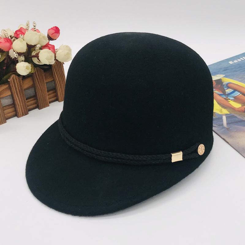 

Autumn and Winter Woolen Baseball Cap Trendy Equestrian Hat Casual Versatile Men s Hat Knight Hat Adjustable чёрный