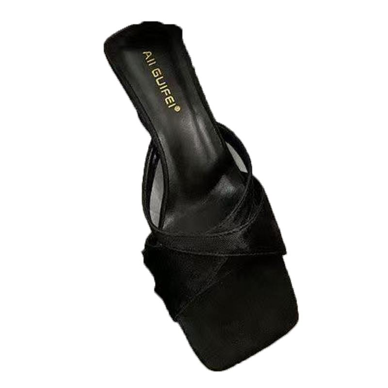 Fashion Women Slippers Mid Heels Fashion Shoes Summer Designer Woman Heeled Sandals 2025 Dress New Slides Luxury Sandallias De Mujer