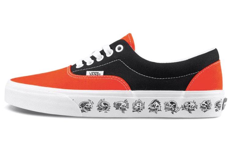 Vans Era Skeleton Printing Retro Casual Canvas Shoes Black Orange Colorblock  Black Orange  VN0A38FRT5M 36