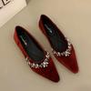 Elegant Women Crystal Flats Loafers Shoes Fashion Pointed Toe Shallow Sandals 2025 Summer New Luxury Dress Woman Shoes for Women