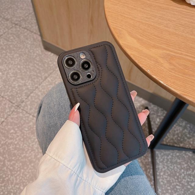 Candy Color Wave Grain Silky Leather Skin Phone Case pro Iphone 14 13 12 11 Pro Max Xr X Xs Shockproof Back Cover