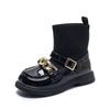 Korean Version of the New Children's Boots British Style Knitted Socks Boots Fashion Chain Foreign Style Princess Leather Boots