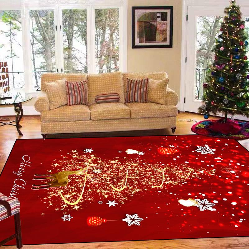 Christmas Carpet Living Room Decoration Home Rugs Children's Bedroom Non-slip Soft Mat Washable Balcony Lounge Rugs Customized