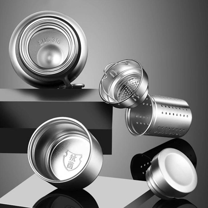 Large Capacity Stainless Steel Vacuum Insulated Water Bottle 316 Thermal Flask with Tea Infuser Leak Proof Portable Sports Bottle for Outdoor Travel
