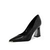 Fashion Metal Pointed Toe Shallow Mouth Block Heel Single Shoes Women's Fashion New Slip-proof Wear-resistant High Heels