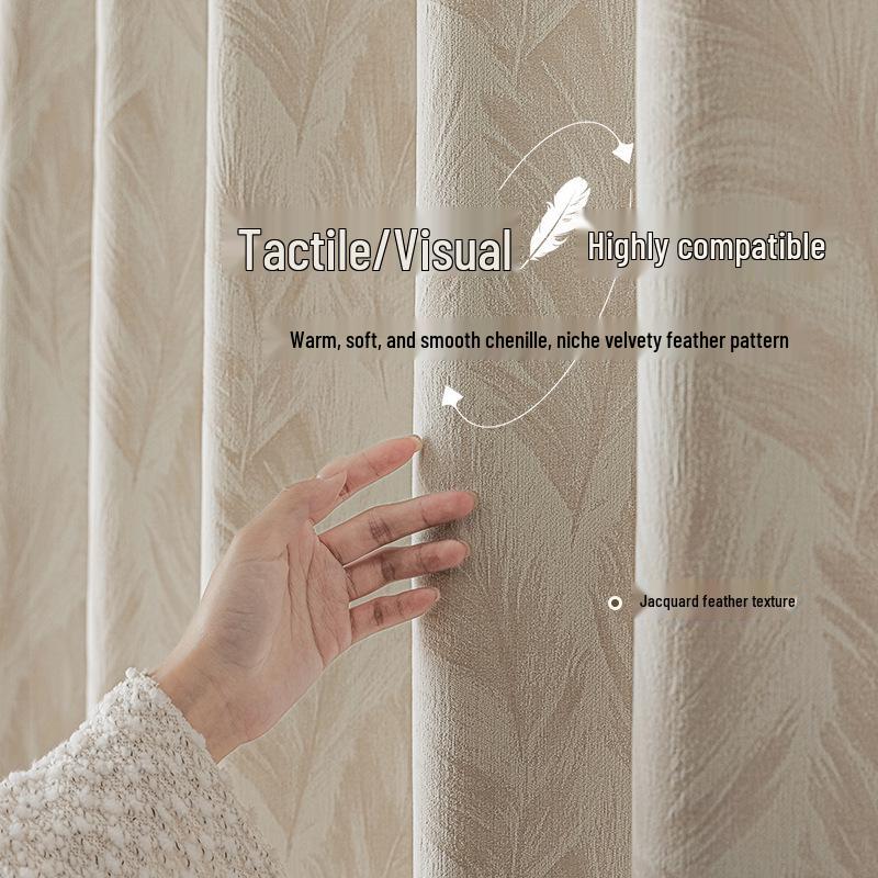 High-End Blackout Feather Jacquard Chenille Curtains for Bedroom, Balcony & Living Room