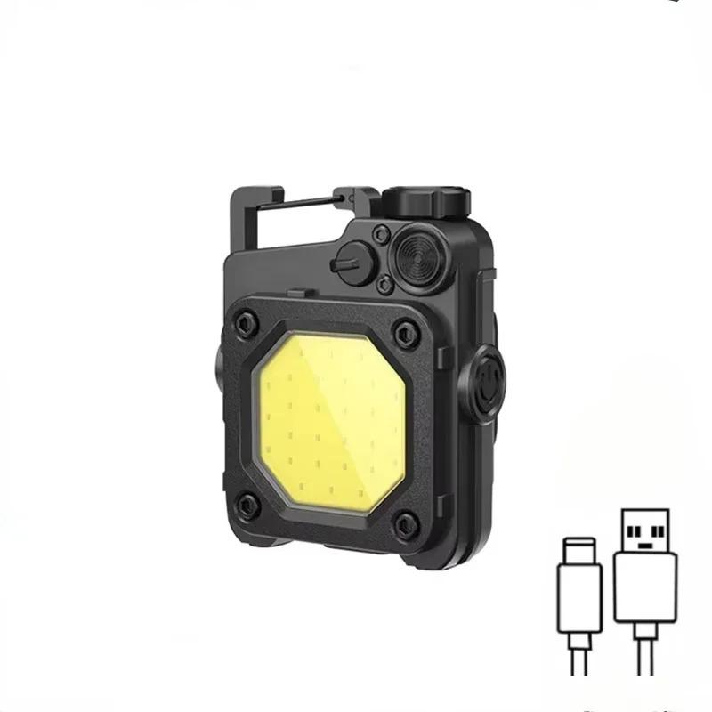 

Портативный мини-фонарик USB, небольшой светодиодный фонарик COB, перезаряжаемый брелок с магнитной основой для рыбалки, прогулок, кемпинга Black