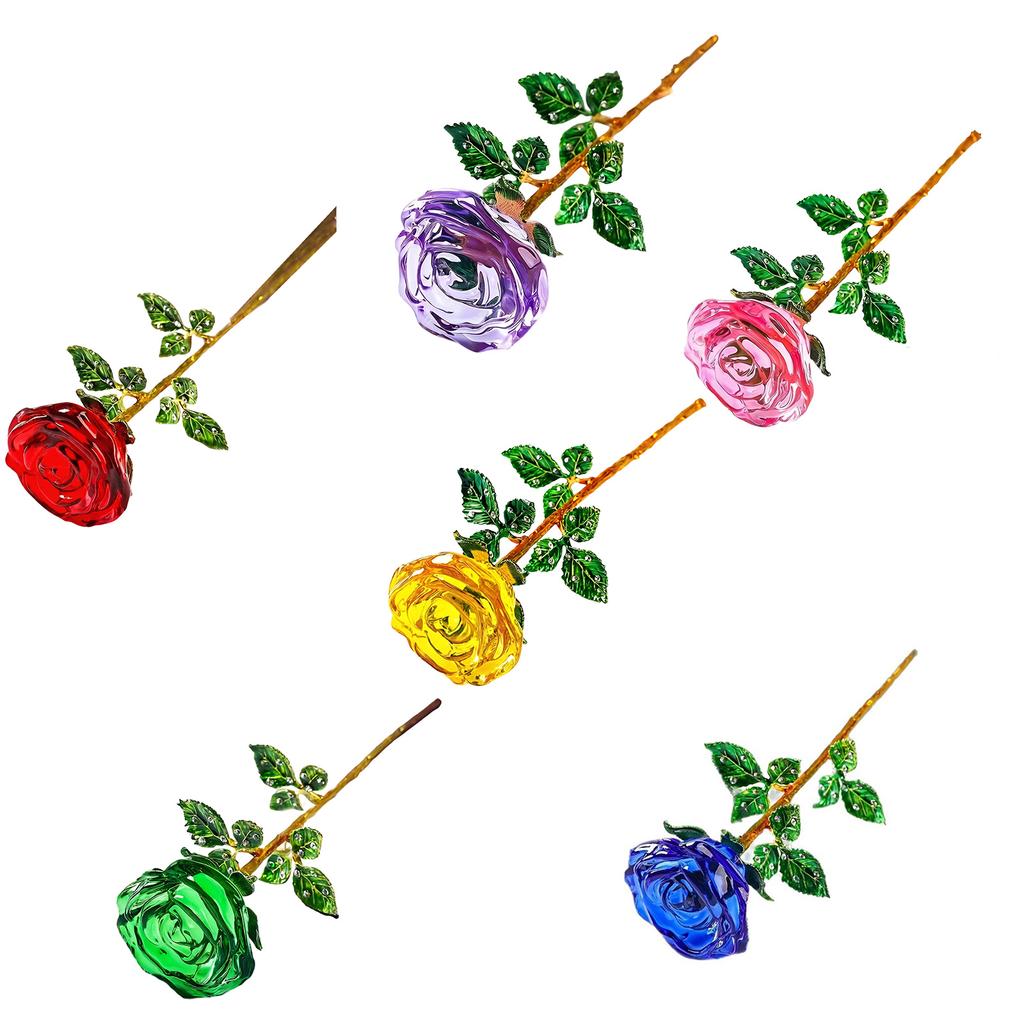 Unique Crystal Colored Glass Rose For Romance Gift And Table Centerpieces Decoration Stylish Birthday Gift