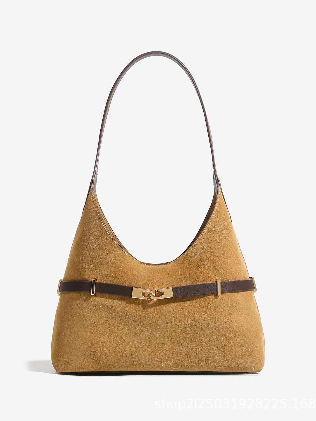 2025 Autumn/Winter Women s Retro Deerskin Suede Shoulder Bag – Large Capacity and Commuter-Friendly.