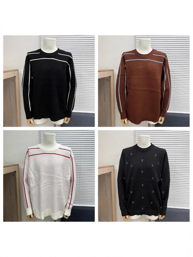 Höst/Vinter Unisex Lös Jacquardtröja med Broderat Bokstavslogotyp och Rund Hals