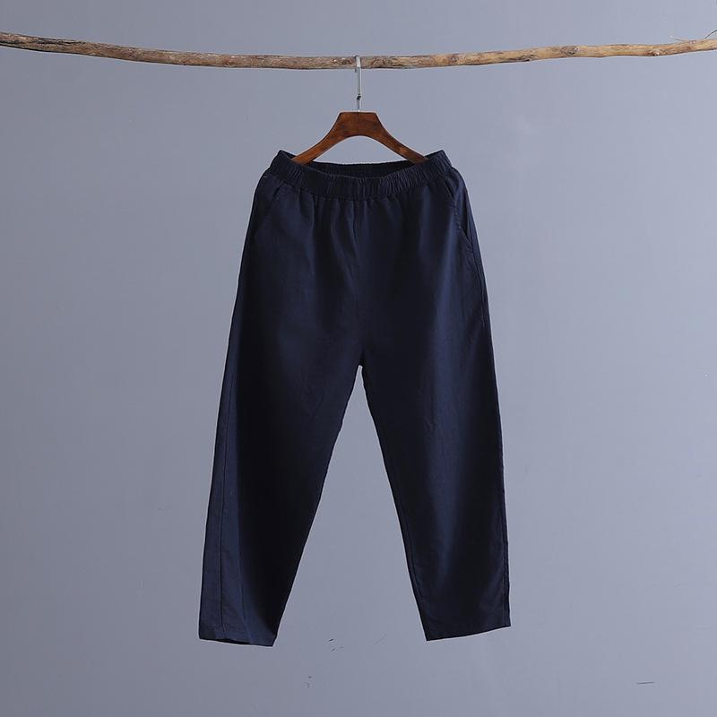 Autumn 2025 Women's Cotton-Linen Slimming Harem Pants - Versatile, Lightweight, Seven-Point Carrot Style