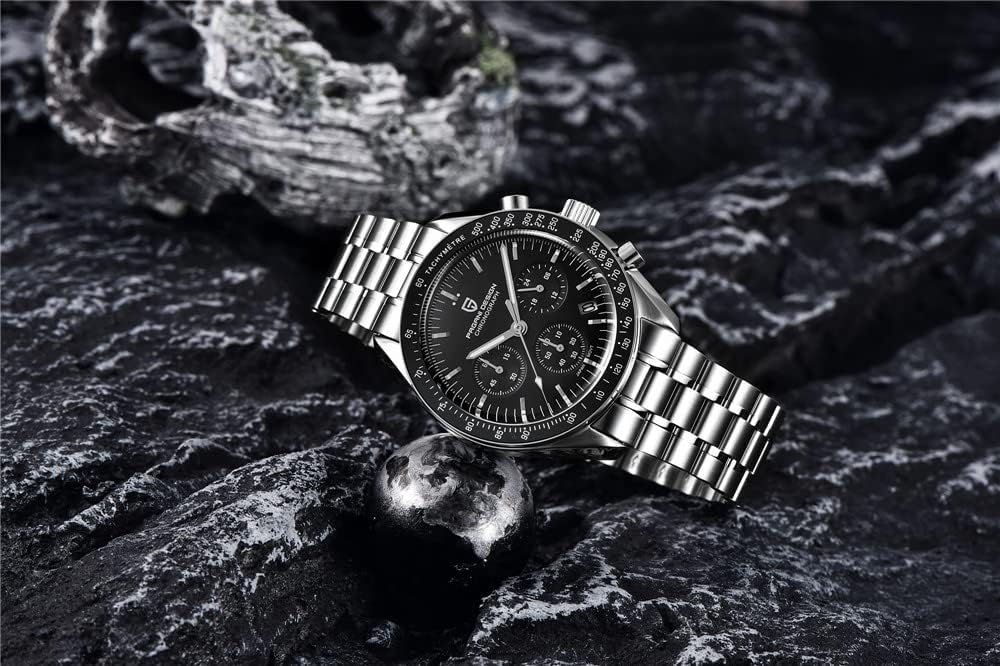 Pagani Design Made In Seiko Quartz Speedmaster Waterproof Stainless Leather Sapphire Business Dress Perfect for and PAGANI DESIGN Men's Watch, Japan,