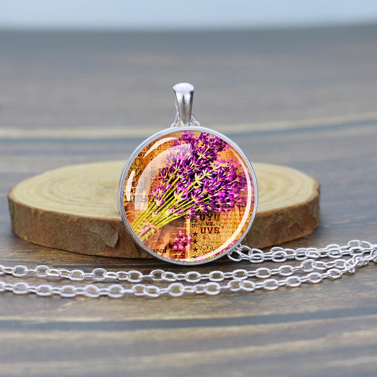 

Цветочные ожерелья Роза Лотос Мак Вишни Цветы Подсолнуха Цепочки и ожерелья для женщин Стекло Кабошон Подвеска Ювелирные Изделия Подарок Любовнику