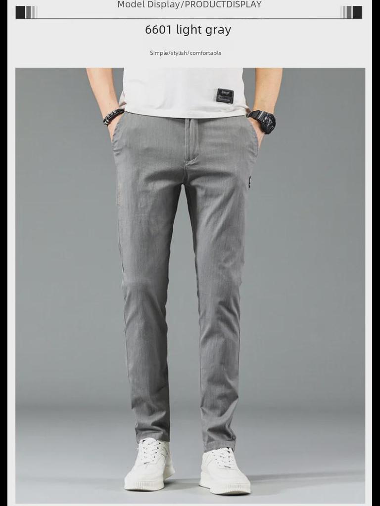 Lässige, weiche und leichte Herrenhose mit geradem Bein, elastischer Bund und schmaler Passform