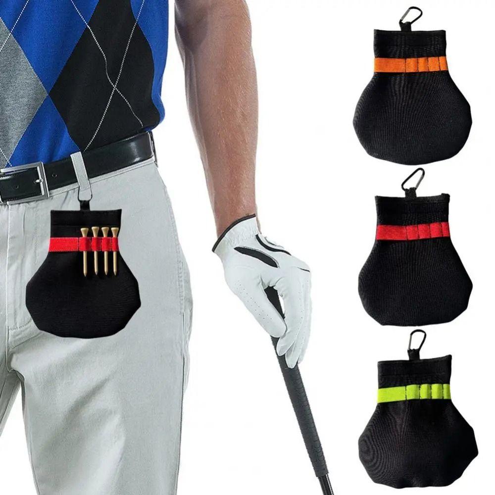 Portable Golf Ball Tee Holder With Metal Clip Golf Stud Pocket Golf Tee Bag  For Golfers