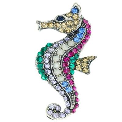 Módní drahokamová slitina vintage mořský koník brož mořský život drahokamová spona pin oděvní doplňky