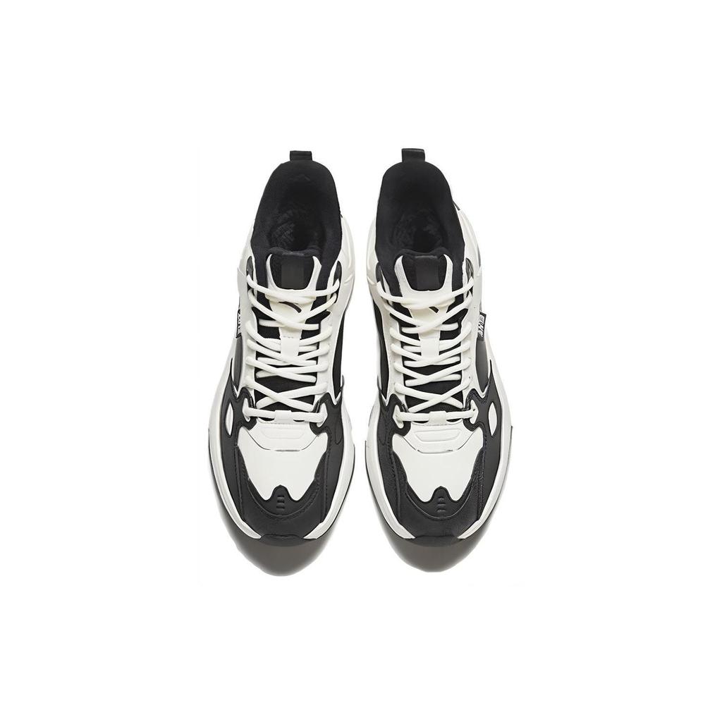 Anta Fabric Round Toe Lace-Up Shock Absorbing Wear-Resistant Low-Top Casual Shoes Women sneakers Black White 122348991-1