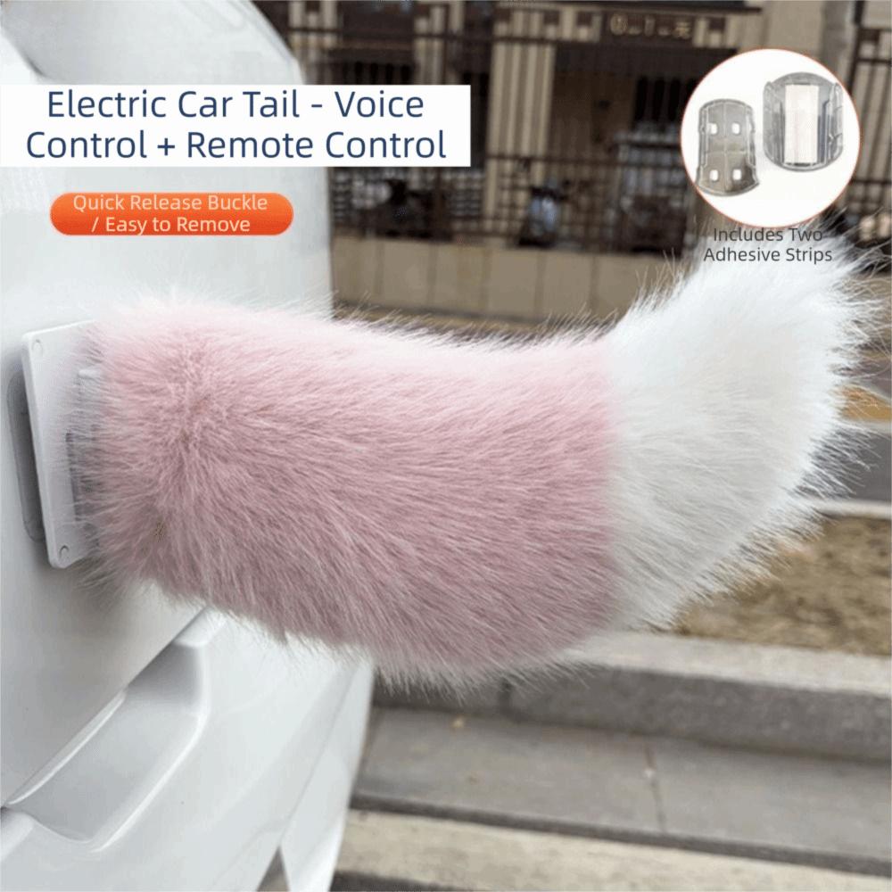 Rechargeable Sound Activated Moving Tail Fluffy Plush Electric Moving Tail Car Exterior Decor