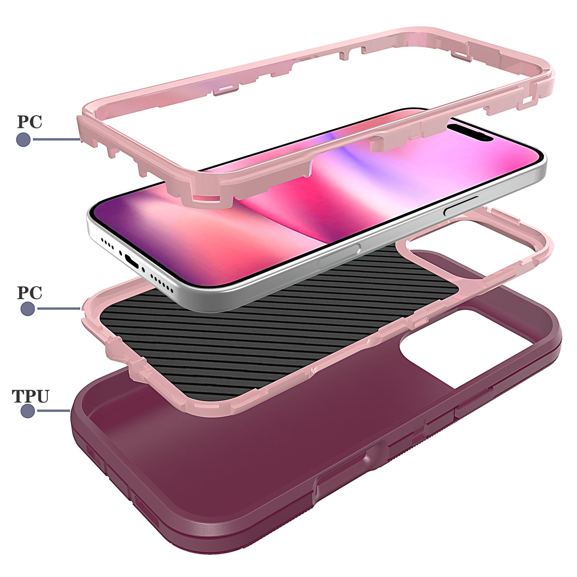 

For iPhone 16 Pro Max Case 3 in 1 Detachable Shockproof Anti Slip TPU+PC Phone Back Cover Orange/Black