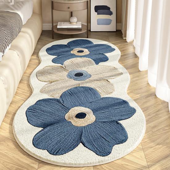 Flower Area Rug Soft Non Slip Bedroom Rug Vintage Spring Floral Pattern Washable
