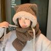 Winter New Cute Hat Women's Thickened Warm Ear Protection Hat Versatile Face Small Wool Hat Scarf Set