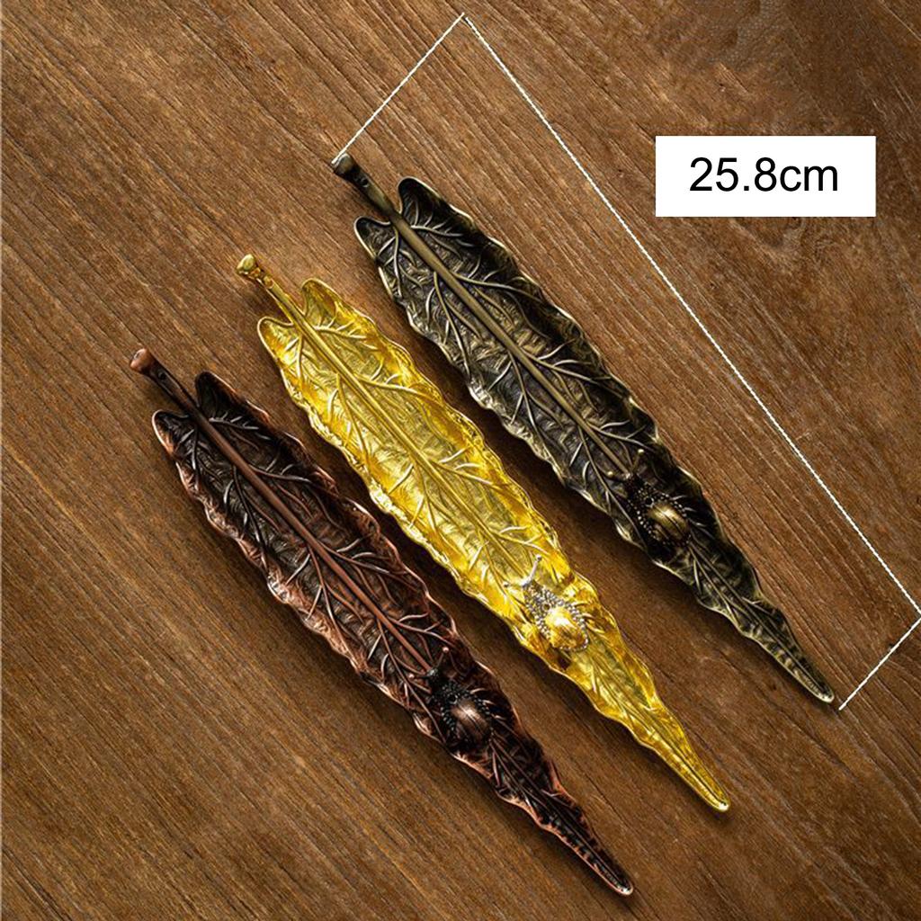 Bronze Leaf Incense Holder for Stick Vintage Alloy Lotus Burner for Home Tea Room Zen Decor