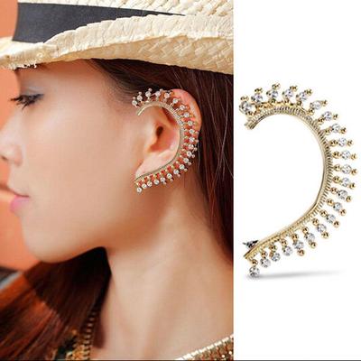 Plata cristal araña pendientes Stud Wrap Brazalete Punk enrejado perforado oreja neto