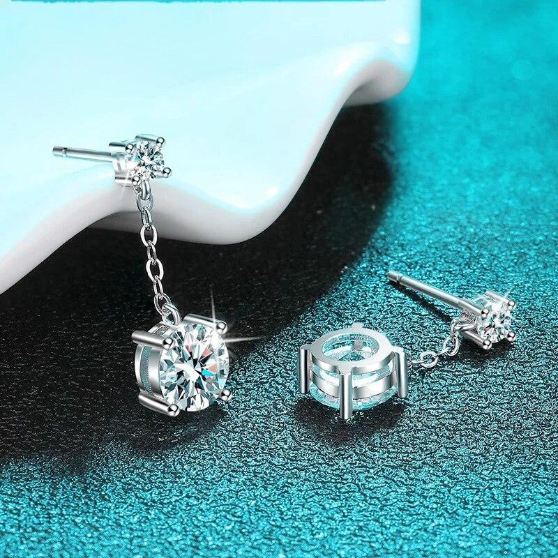 D color 2cttw Certified D Color Moissanite Drop Earrings for Women 925 Sterling Silver Wedding Jewelry with Certificate