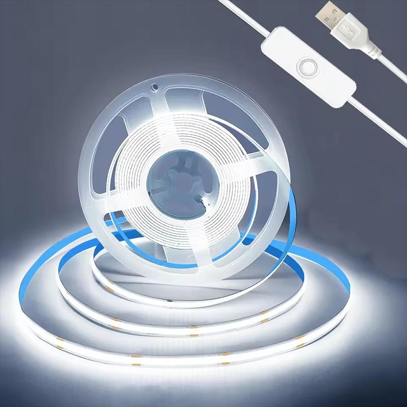 Xiaomi 5V USB ON/OFF COB Strip 320Leds White/ Warm White Light for Home Decor Cabinet Lamp Flexible Ribbon Rope LED Light