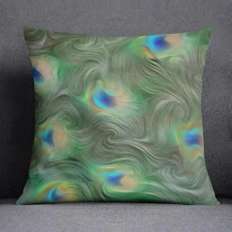 45Cm*45Cm Peacock Feather Series Pillow Decorative Pillow Bedroom Sofa Car Cushion Cover Pillowcase