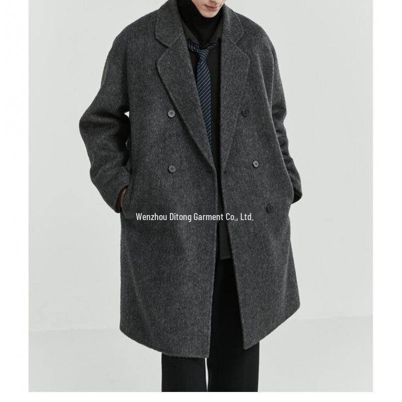 

Men s Mid-Length Double-Sided Wool Coat: New Stylish Thickened Korean Winter Design M