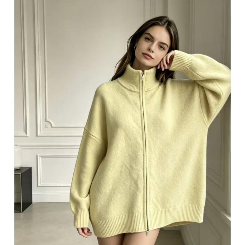 Übergroßer Strickcardigan Damen Übergröße Lockerer Schnitt Langarm Dick Warm Offene Vorderseite Mit Doppelreißverschluss