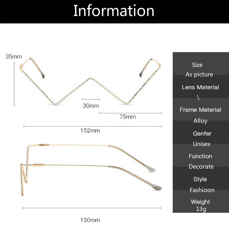1 Pcs Diamond Steampunk Sunglasses Frames Triangle Eyeglasses Frames For Women Vintage Sunglasses Frames For Men Eyewear Decoration