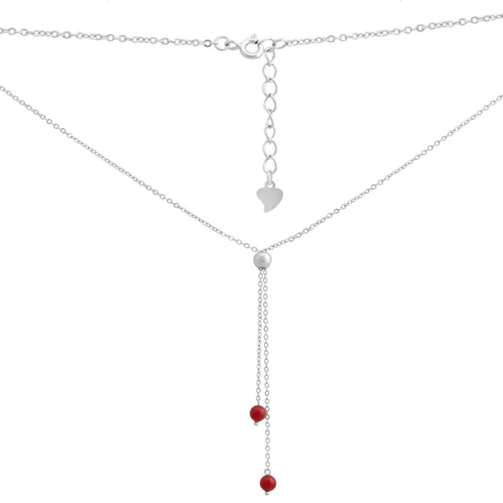Серебряное колье с кораллом, вес изделия 3,3 гр (2147183)
