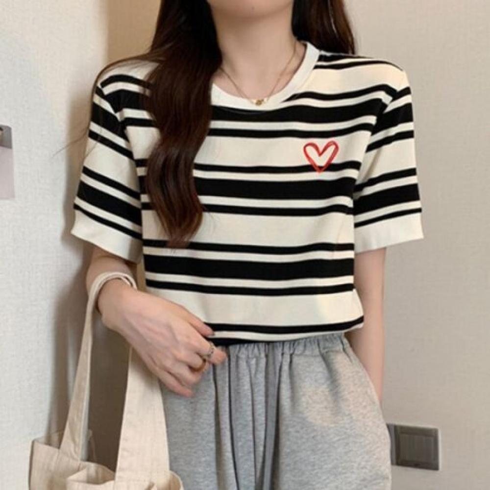 Navava NT1723 HearT Embroidery ShorT Sleeve T shirT