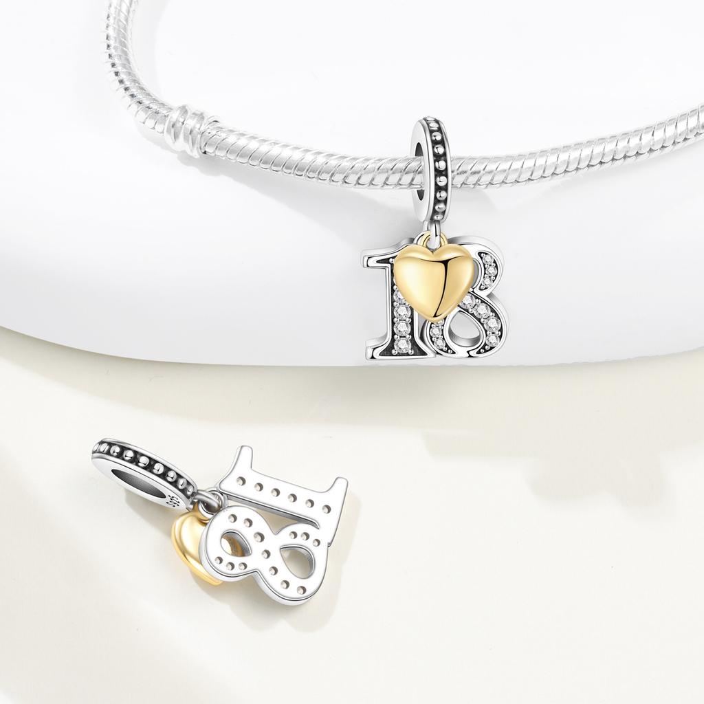 Copper Lucky Number Anniversary Birthday Wedding Charm Age Bead Pendant Fit Bracelet Necklace Diy Jewelry Gift