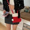 Portable Simple Style Suede Crossbody Bag Fluffy Lightweight Lamb Shoulder Bag Travel Christmas Sock Bag Women
