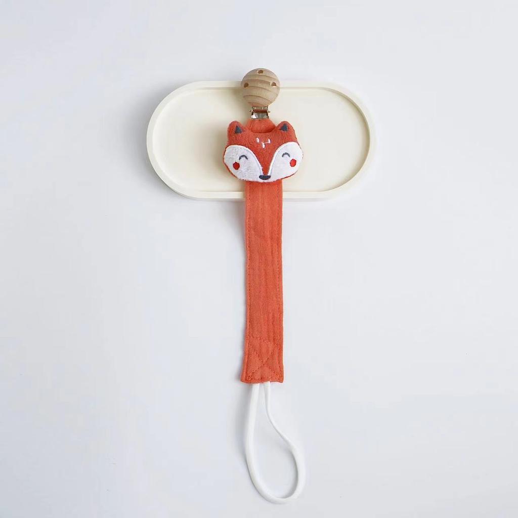 Cute Cartoon Baby Pacifier Chain Newborn Cotton Fabric Animal Pacifier Chain Nipple Soother Dummy Holder Eco-friendly Material