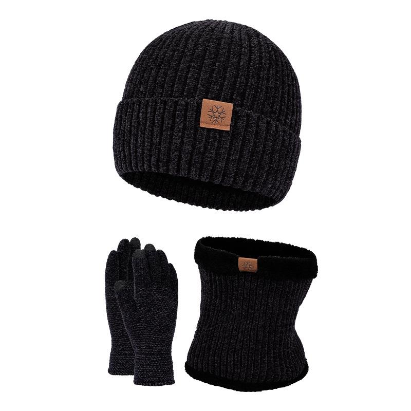 New High-end Camel Wool Scarf Men's Winter Scarf, Hat, Gloves, Gift Box Set, Birthday Gift Thickened and Cold-proof.