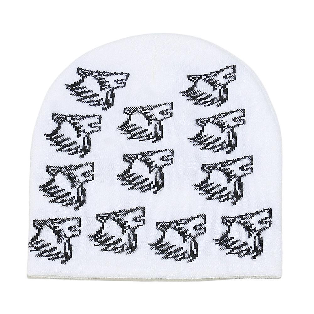 

Холодная шапка Мужская трендовая шапка-пуловер для отдыха на открытом воздухе Детская зимняя теплая вязаная шапка с волчьей головой Шапка с защитой ушей M（56-58cm） белый