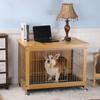 Wooden Dog Cage Pet Indoor Medium Small Dog Cat Fence Household Separate Large Space Dog Cage Move Roller Sleep Rest Pet Beds